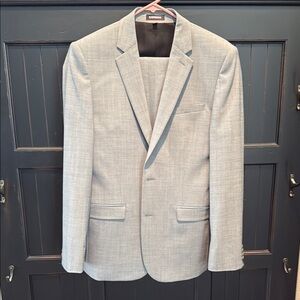 Express Gray Sport Suit with Notched Lapel. Extra Slim 36R